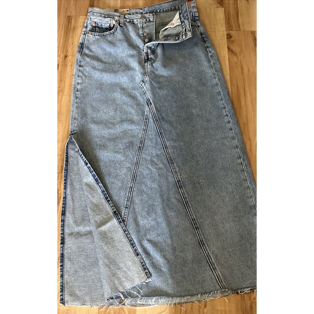 Levi's Women's Denim Maxi Skirt With Slit Size 28 (30) See Photos NWT